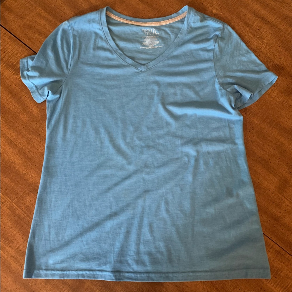 Time and Tru Blue V-Neck T-Shirt